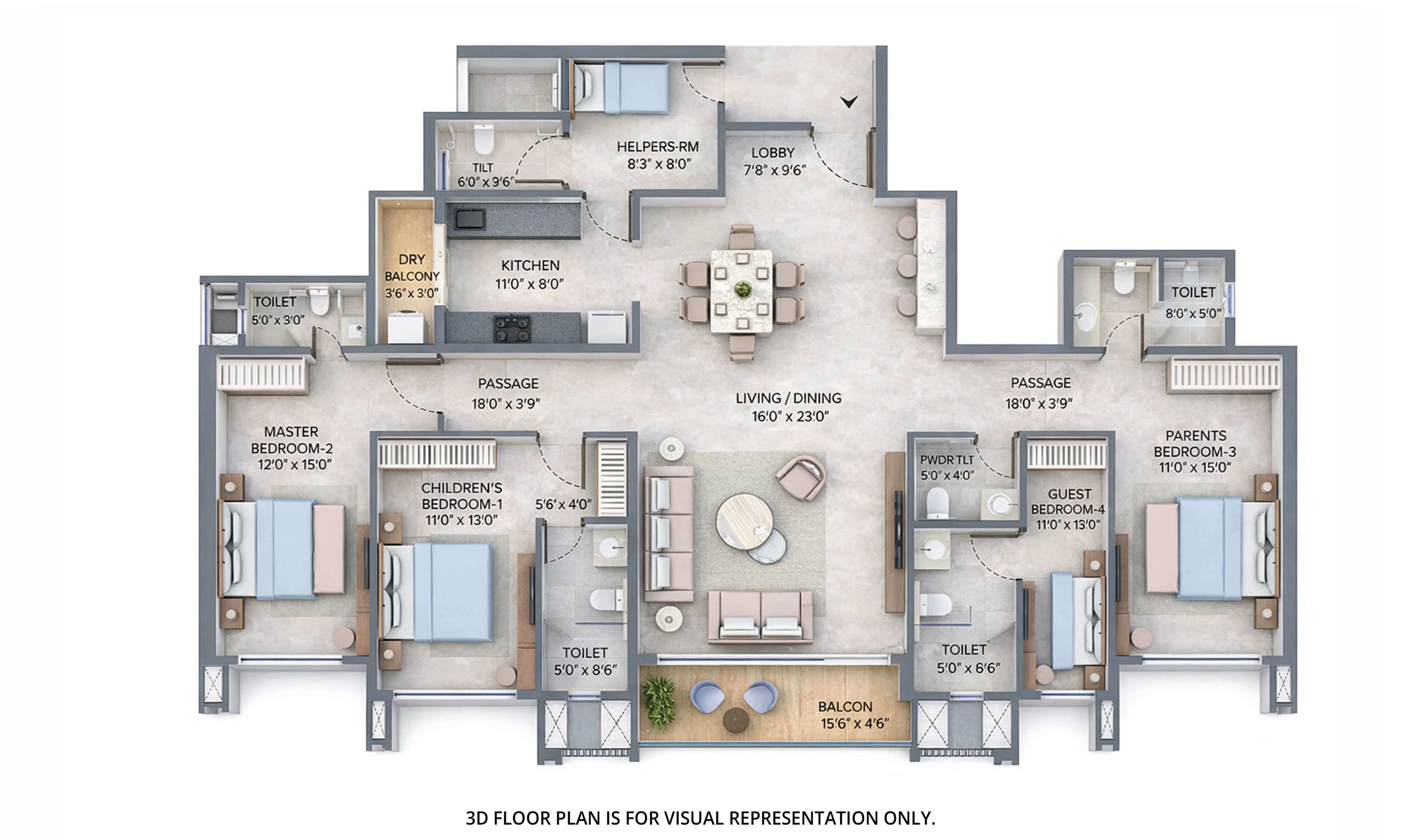 Floor plan for 4 BHK