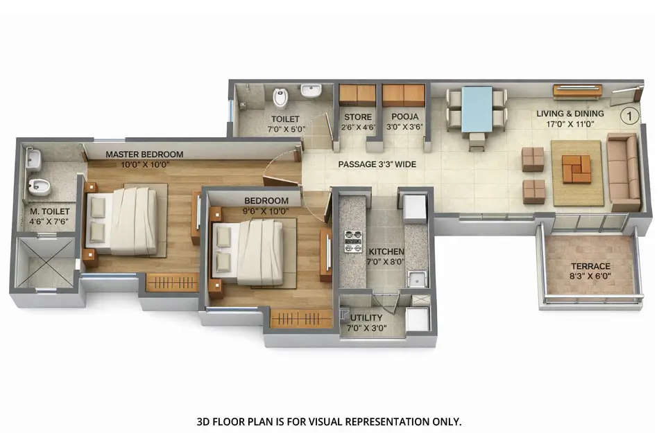 Floor plan for 2 BHK