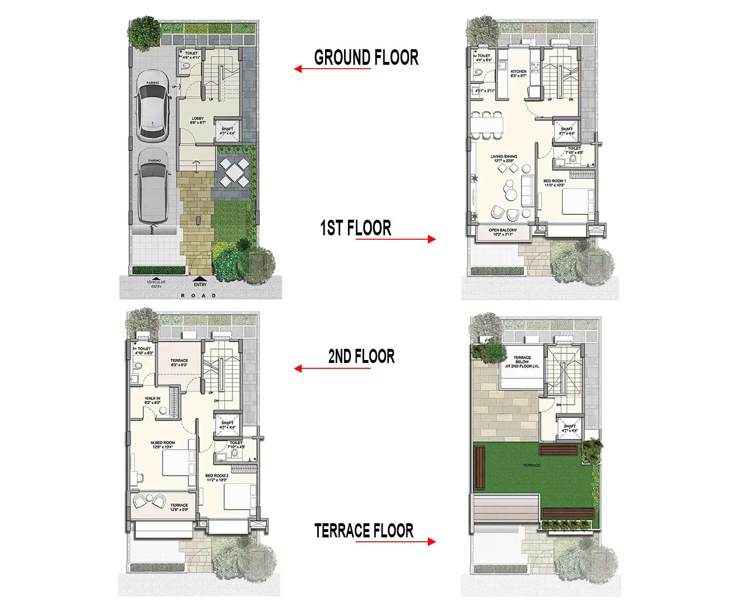 Floor plan for 3 BHK