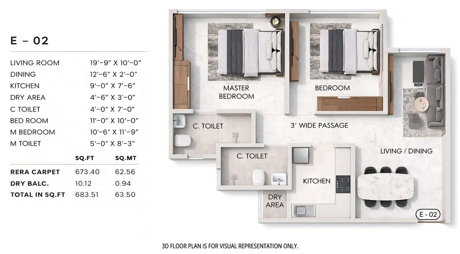 Floor plan for 2 BHK