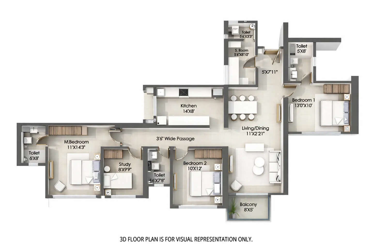Floor plan for 3.5 BHK