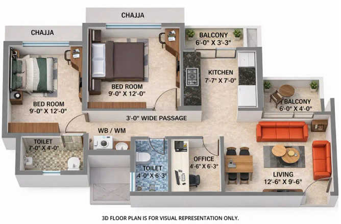 Arihant Avanti Palace Kalyan - Floor plan 2 BHK 579 Sq.ft