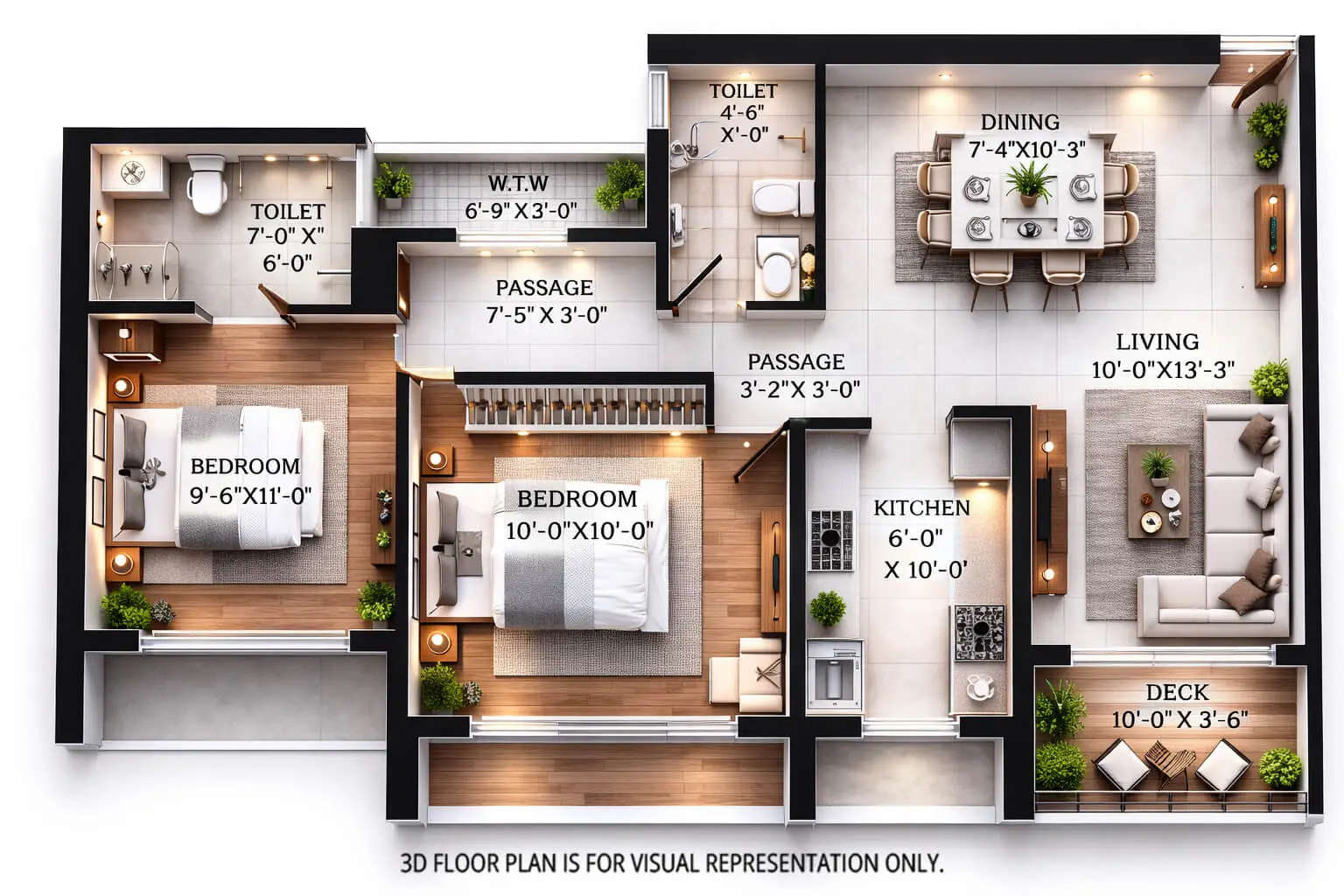Floor plan for 2 BHK