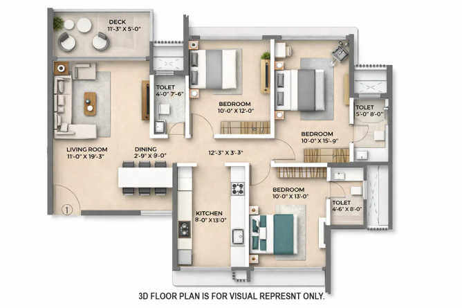 Arkade Nest Mulund - Floor plan 3 BHK 1007 Sq.ft