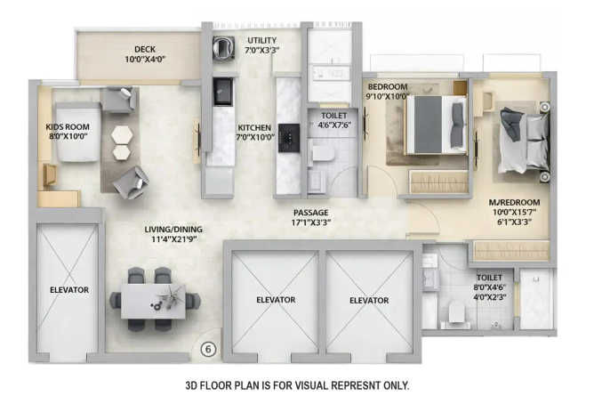 Runwal Sunflower Kanjurmarg - Floor plan 3 BHK 916 Sq.ft