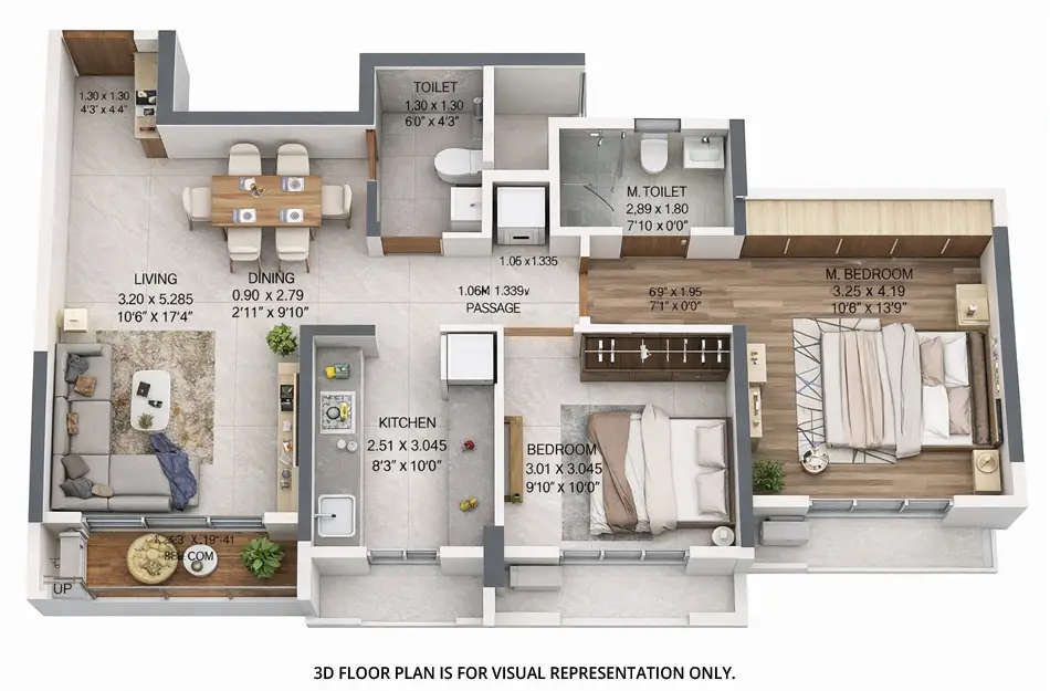 Floor plan for 2 BHK