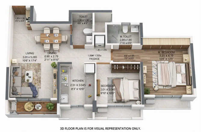 Dosti West County Balkum - Floor plan 2 BHK 757 Sq.ft
