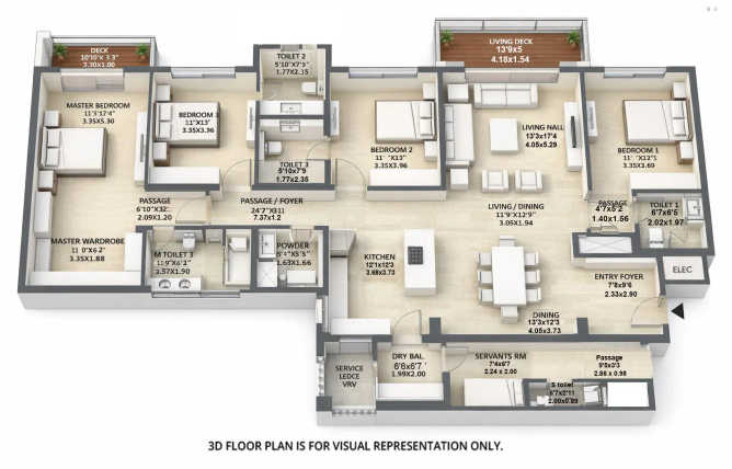 Mantra 1 Residences By Burgundy Magarpatta - Floor plan 4.5 BHK 2088 Sq.ft