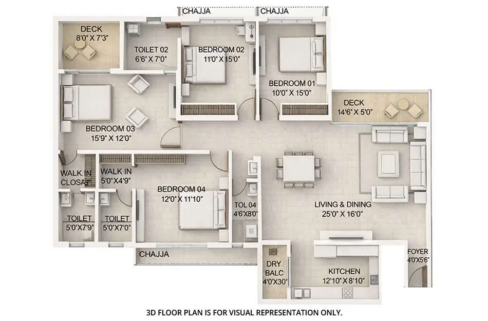Floor plan for 4 BHK