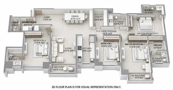 Sheth 72 West Andheri - Floor plan 4 BHK 1800 Sq.ft