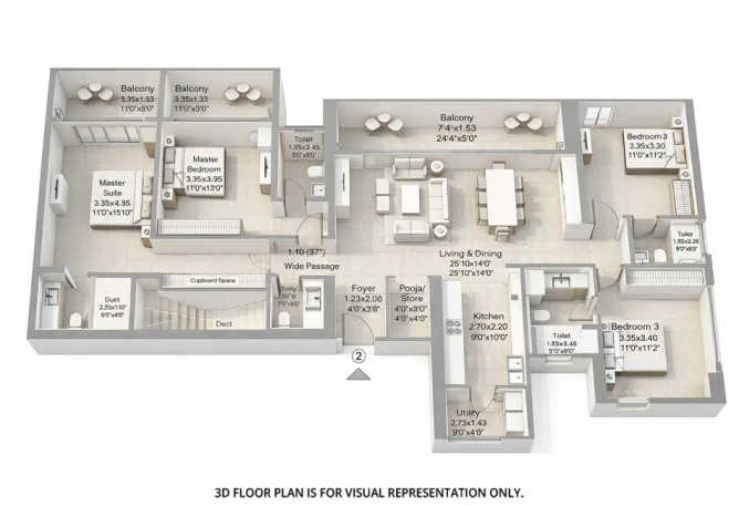 L & T Evara Heights Majiwada - Floor plan 4 BHK 1930 Sq.ft
