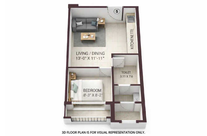 Hiranandani Solitaire Ghodbunder Road - Floor plan Studio 263 Sq.ft