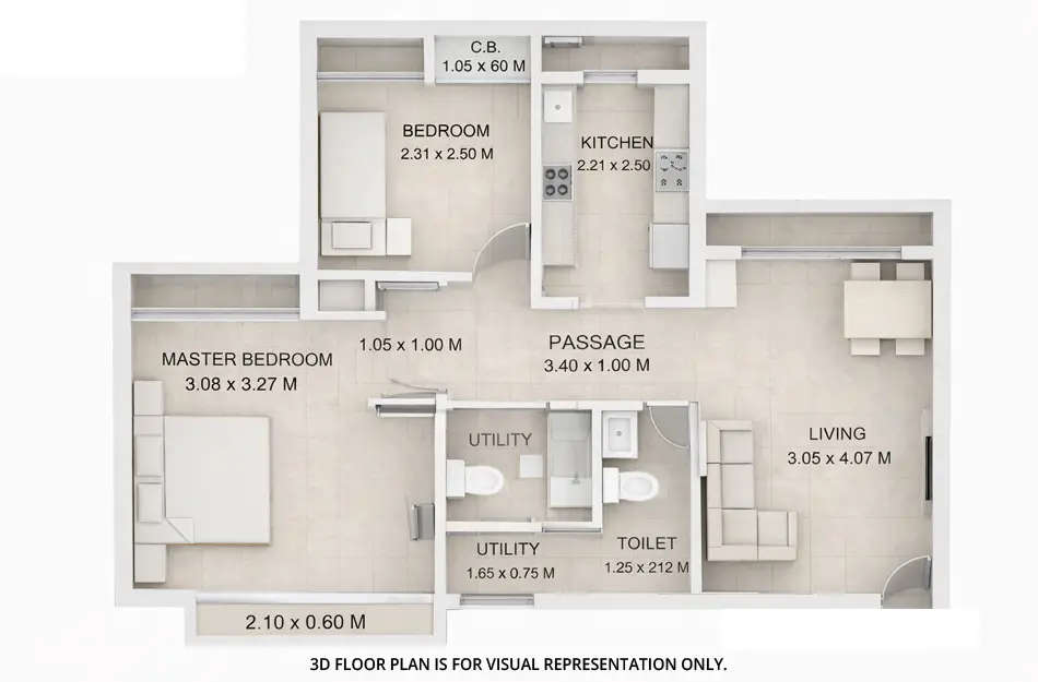 Floor plan for 1.5 BHK