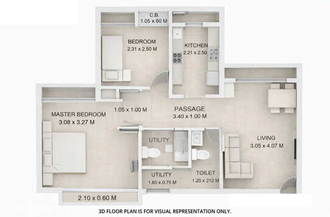 Godrej Emerald Ghodbunder Road - Floor plan 1.5 BHK  Sq.ft
