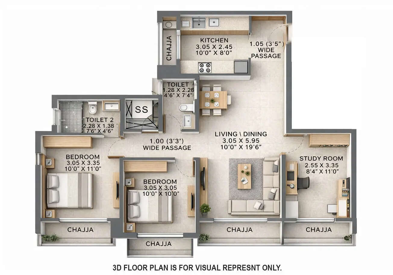 Floor plan for 2.5 BHK