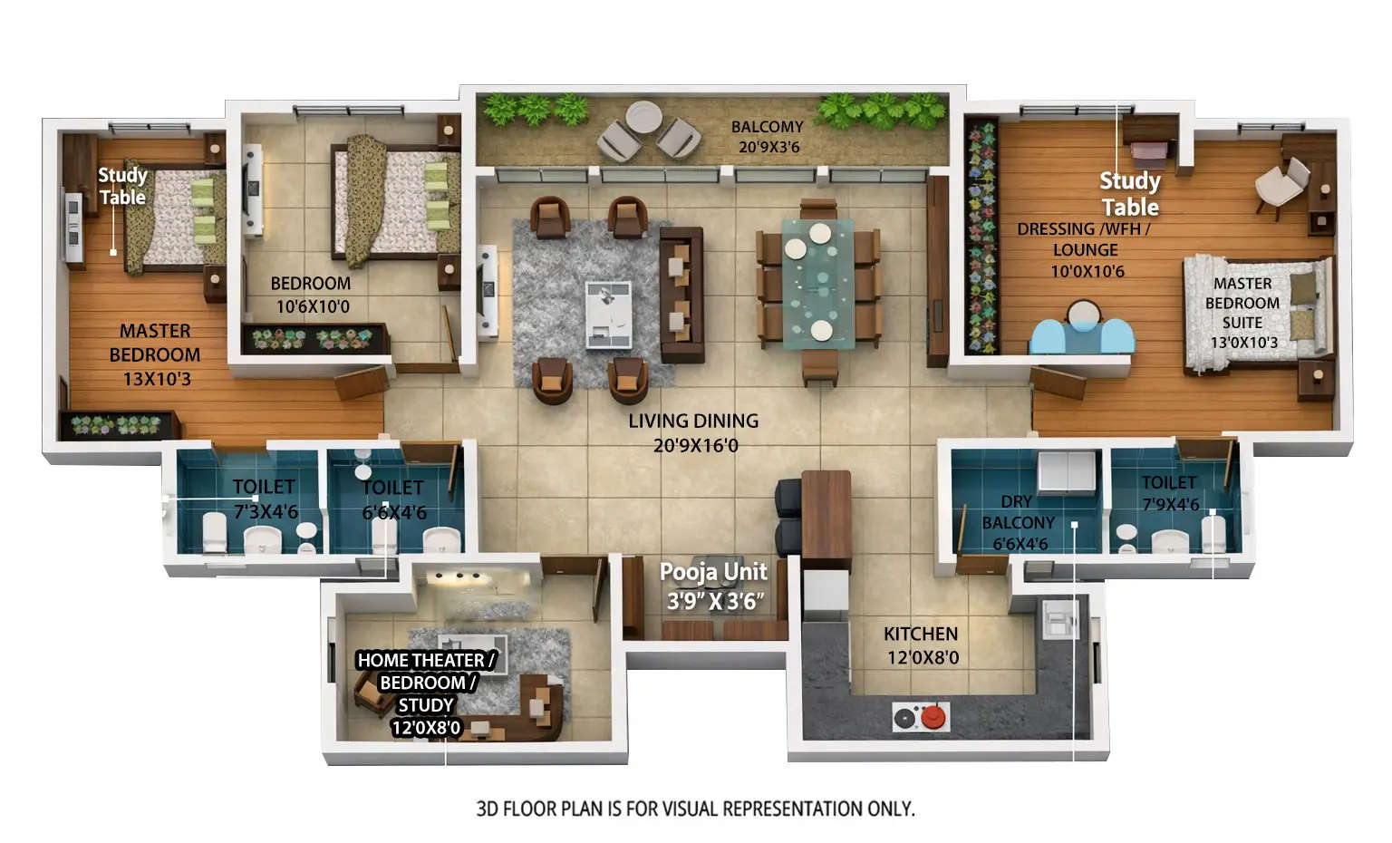 Floor plan for 4 BHK