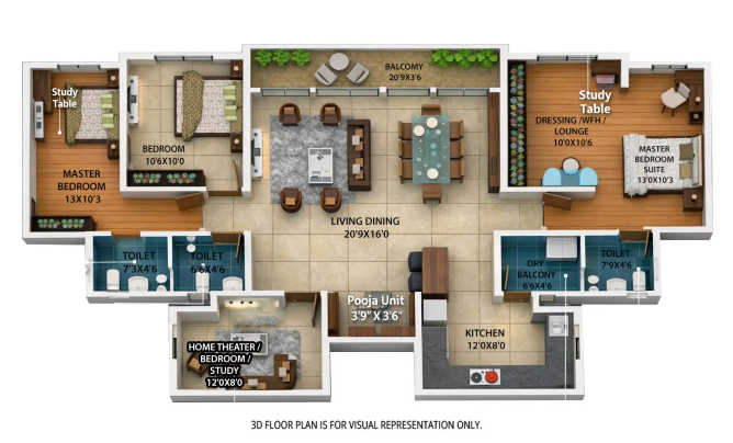 Saheel Itrend Futura Baner - Floor plan 4 BHK 1342 Sq.ft