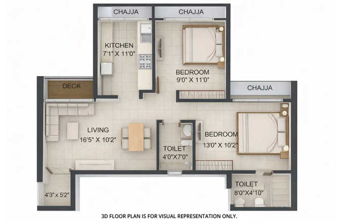 Codename Ultimate Bonanza Kharghar - Floor plan 2 BHK 641 Sq.ft