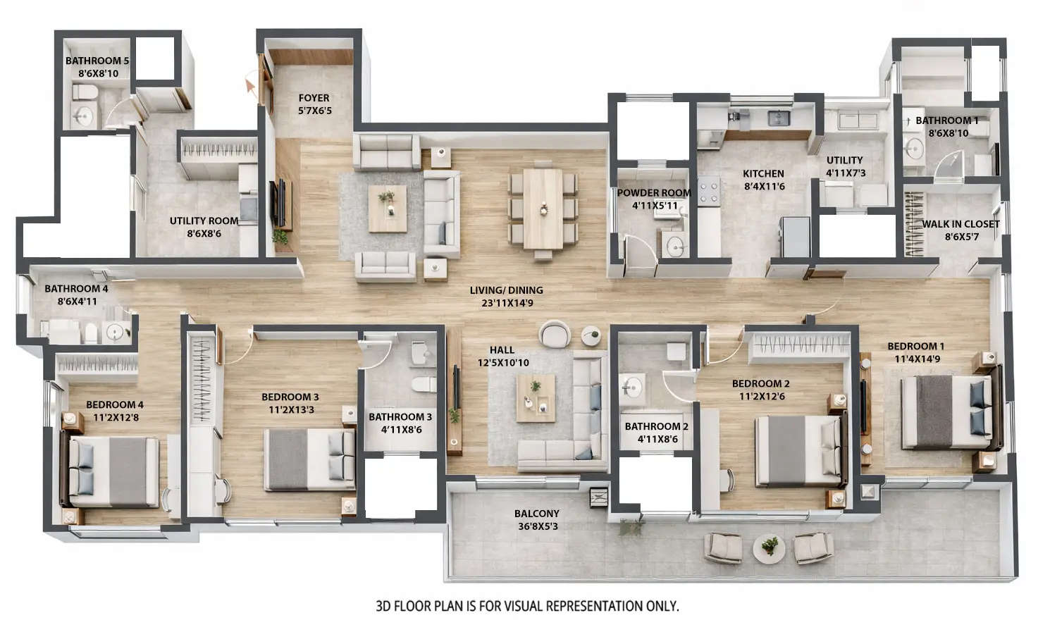 Floor plan for 4 BHK