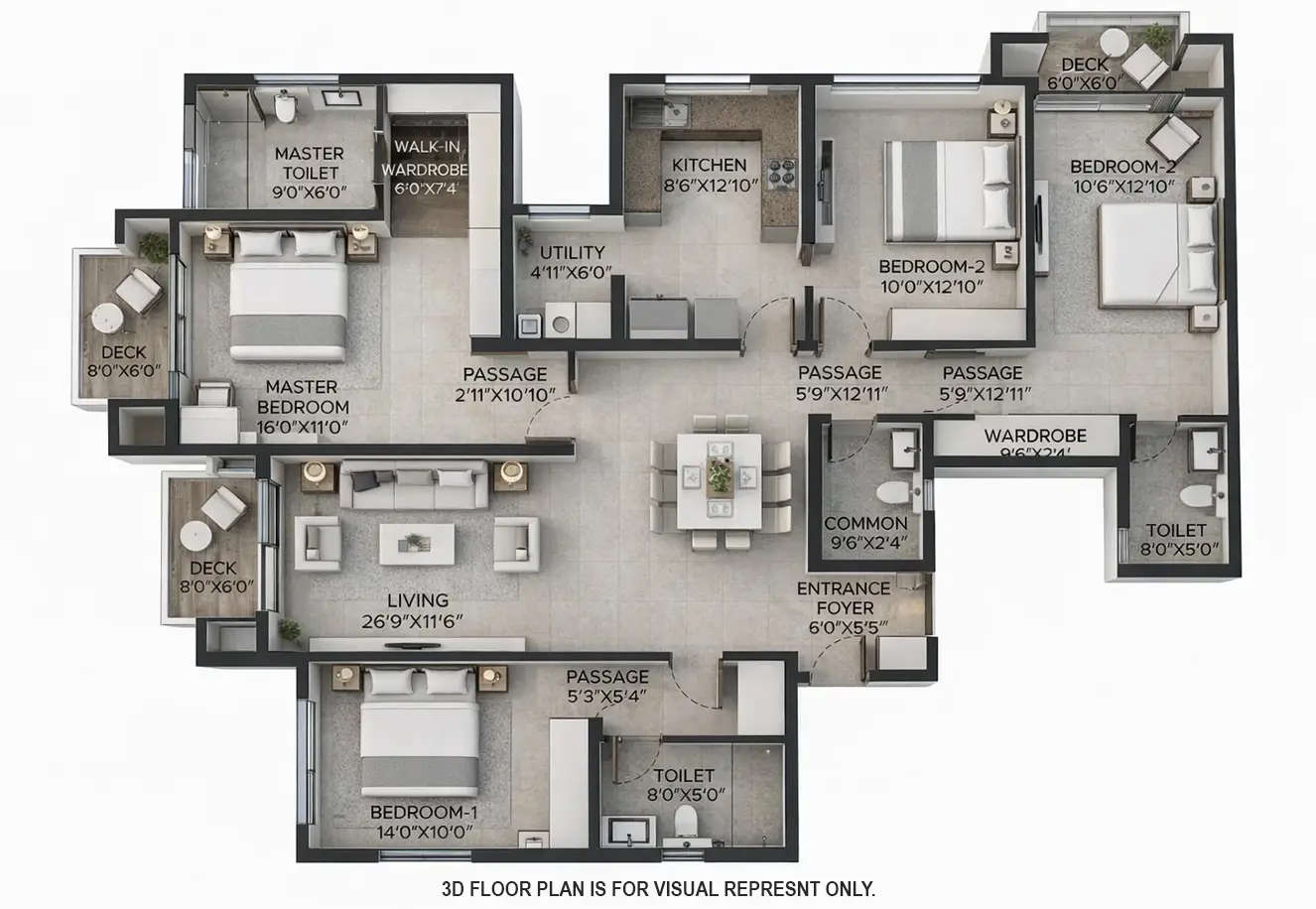 Floor plan for 4 BHK