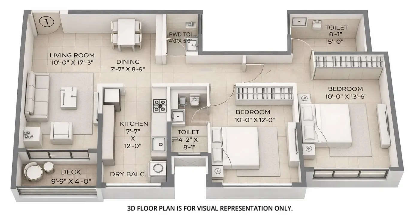 Floor plan for 2 BHK