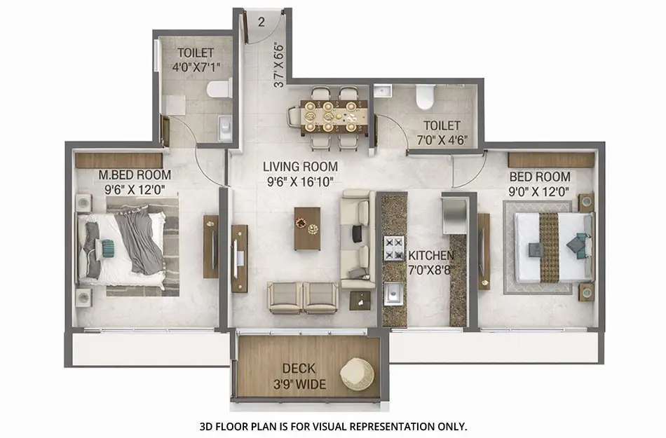 Floor plan for 2 BHK