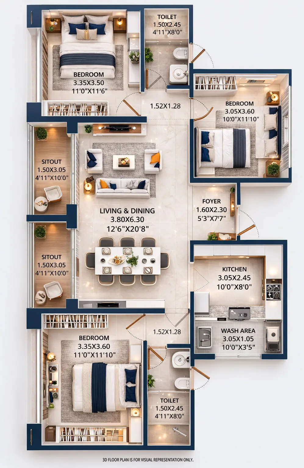 Floor plan for 2.5 BHK
