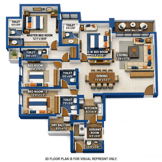 Piramal Mahalaxmi Mahalaxmi - Floor plan 4.5 BHK 1880 Sq.ft