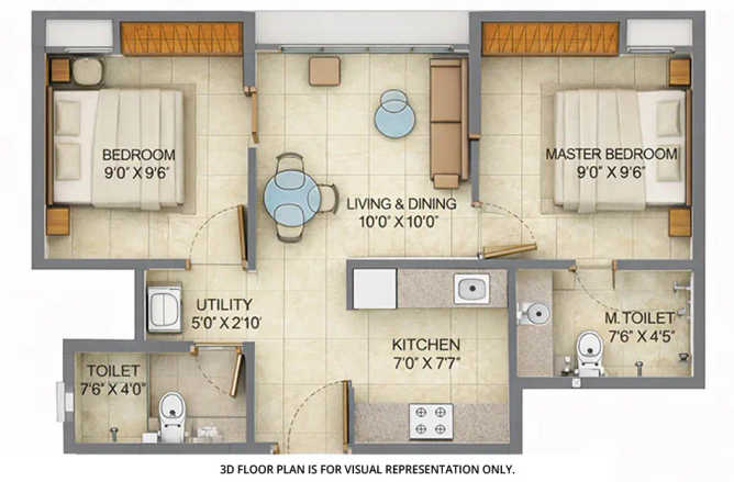 Lodha Crown Taloja Taloja - Floor plan 2 BHK 479 Sq.ft