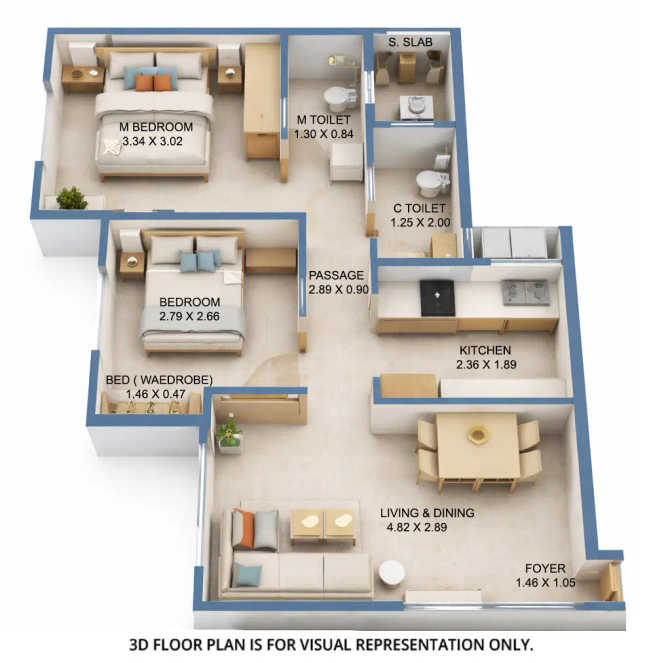 UK Luxecity Kandivali - Floor plan 2 BHK 533 Sq.ft