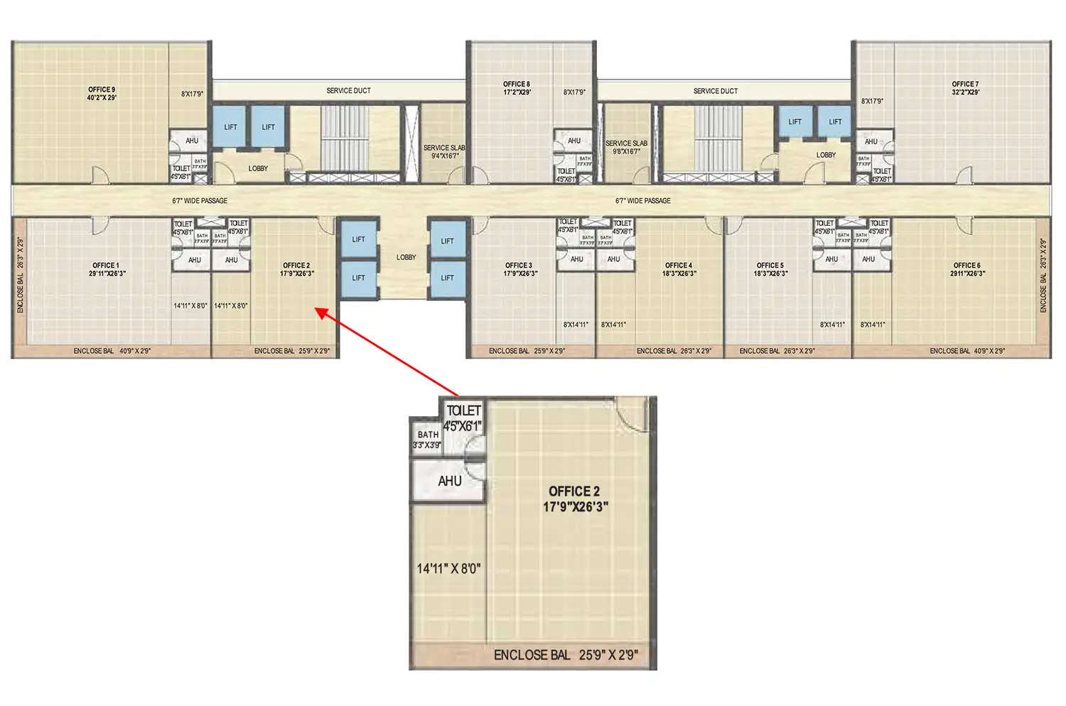 Floor plan for Commercial Office