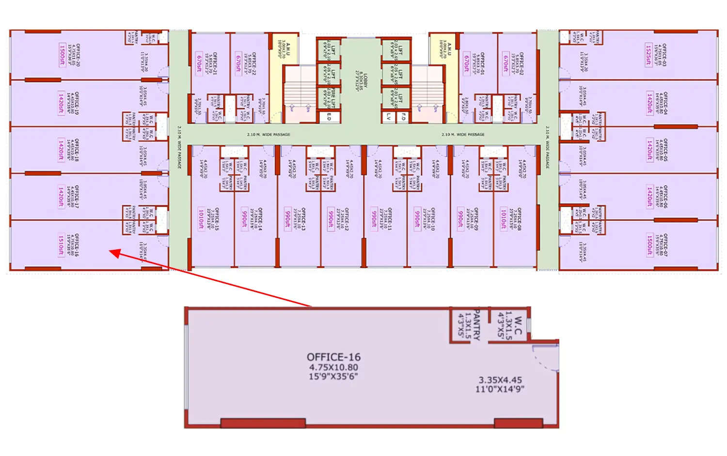 Aakar Celestial Belapur - Floor plan Commercial Office 772 Sq.ft
