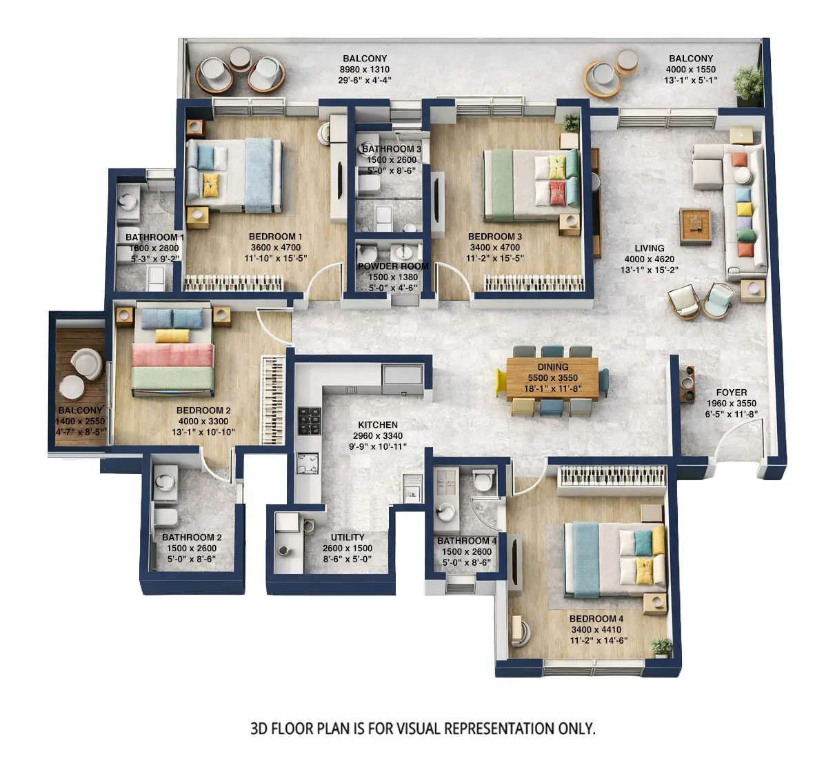 Sobha Altair Chikkakannalli - Floor plan 4 BHK 2570 Sq.ft