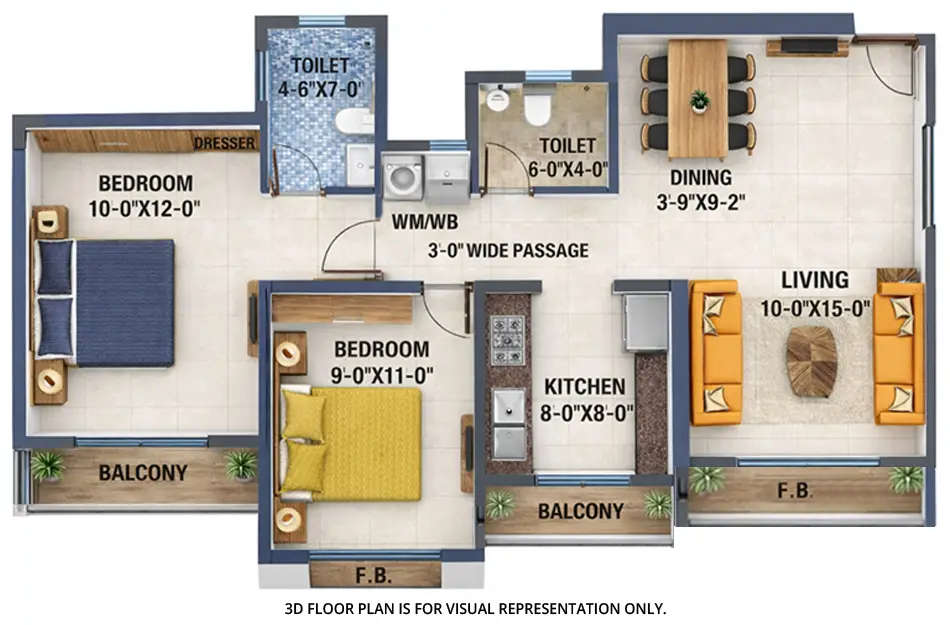 Arihant Clan Aalishan Kharghar - Floor plan 2 BHK 708 Sq.ft
