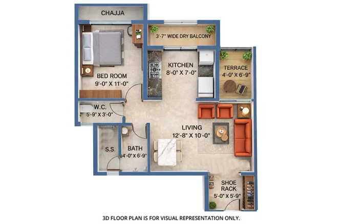 Arihant Aspire Panvel - Floor plan 1 BHK 450 Sq.ft