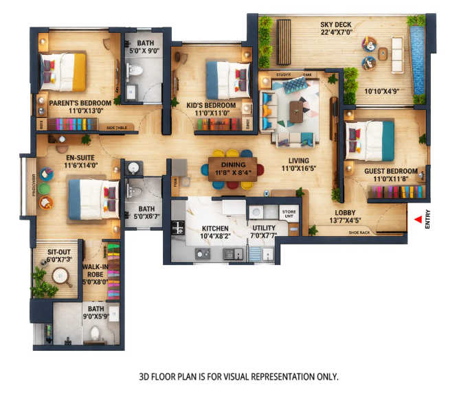 Vj Palladio Presidential Suite Balewadi - Floor plan 4 BHK 1620 Sq.ft