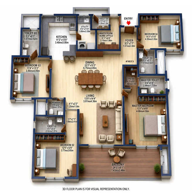 Brigade Eternia Yelahanka - Floor plan 4 BHK 2926 Sq.ft