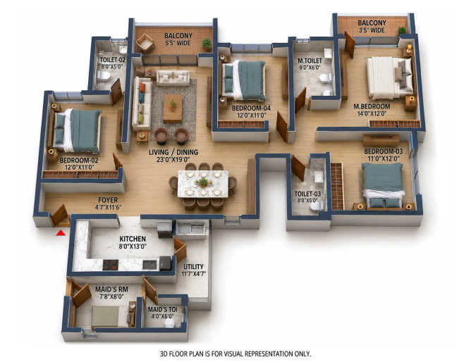 Prestige Evergreen Whitefield - Floor plan 4 BHK 2300 Sq.ft