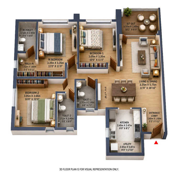 Mahindra Citadel Pimpri Chinchwad - Floor plan 3 BHK 1094 Sq.ft
