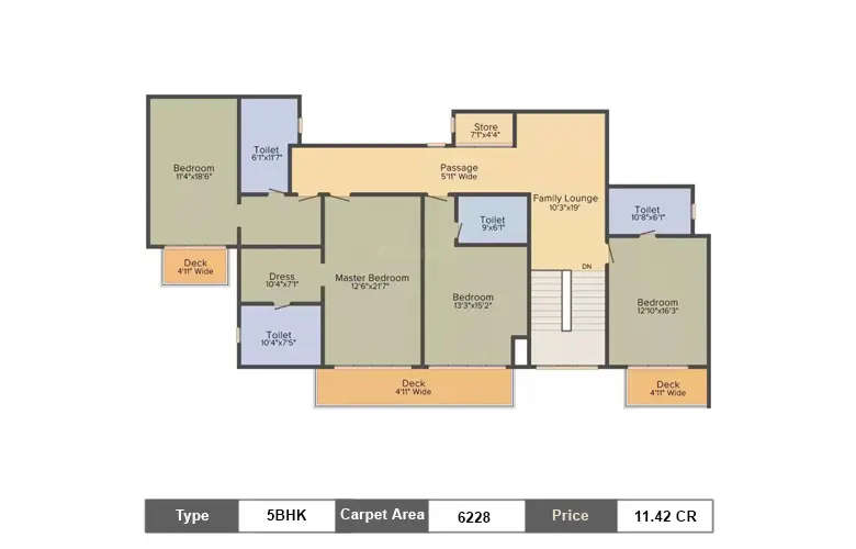 Floor plan for 5 BHK
