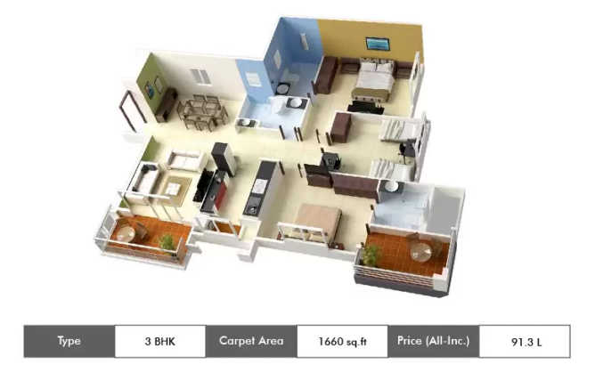 Appaswamy Splendour Thalambur - Floor plan 3 BHK 1660 Sq.ft