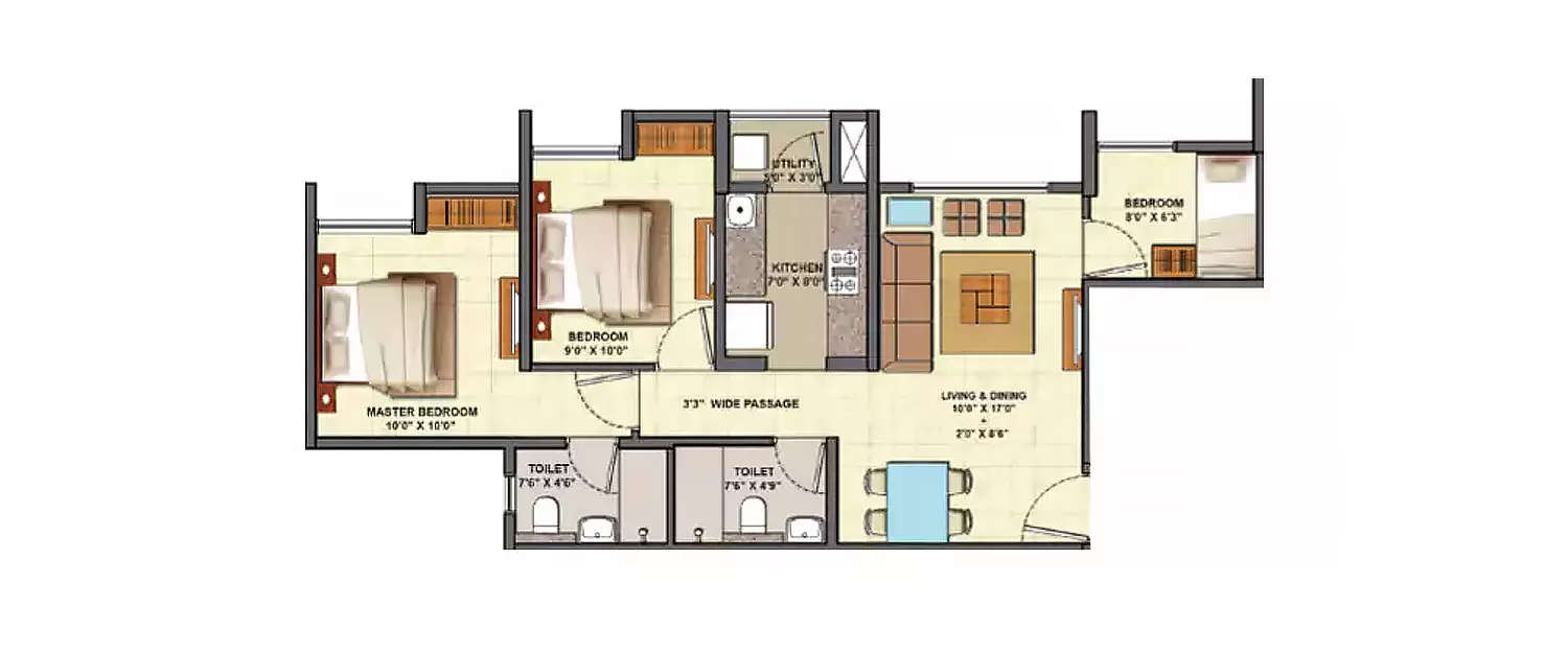 Floor plan for 2.5 BHK