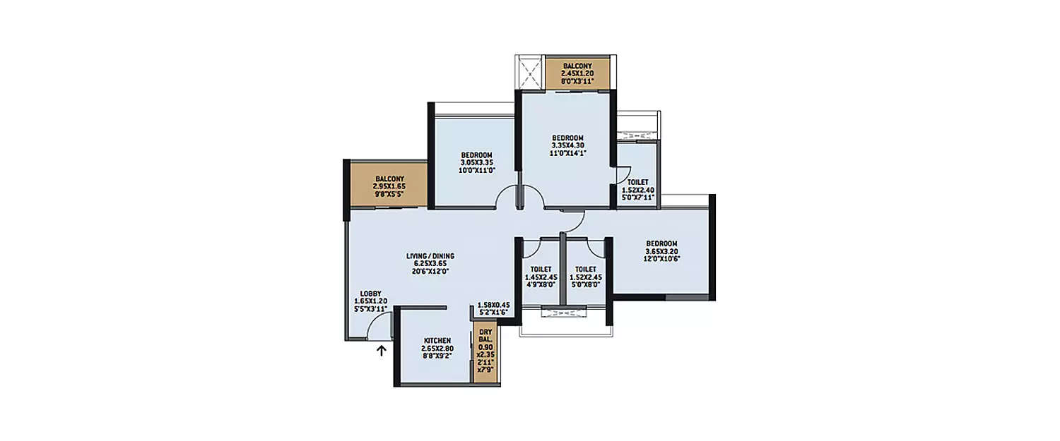 Floor plan for 4 BHK