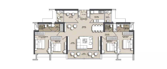 Narang Privado Thane - Floor plan 4 BHK 1616 Sq.ft