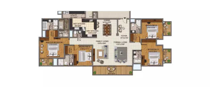 Century Ethos Hebbal - Floor plan 3 BHK 3485 Sq.ft