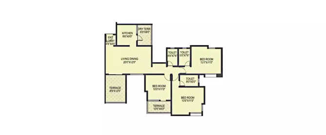 Paranjape Schemes Amruta Deccan Gymkhana - Floor plan 3 BHK 1577 Sq.ft