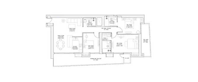 Supertech Supernova Sector 94 - Floor plan 3 BHK 1126 Sq.ft