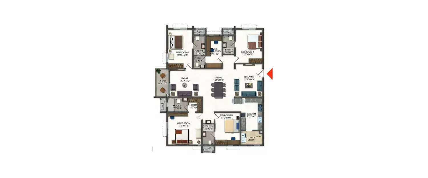 Floor plan for 4.5 BHK