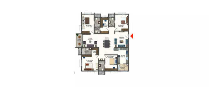 Ramky One Odyssey Kokapet - Floor plan 4.5 BHK 3020 Sq.ft