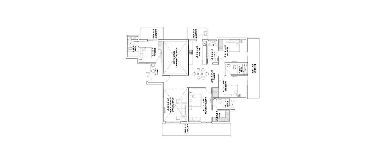 Floor plan for 4 BHK